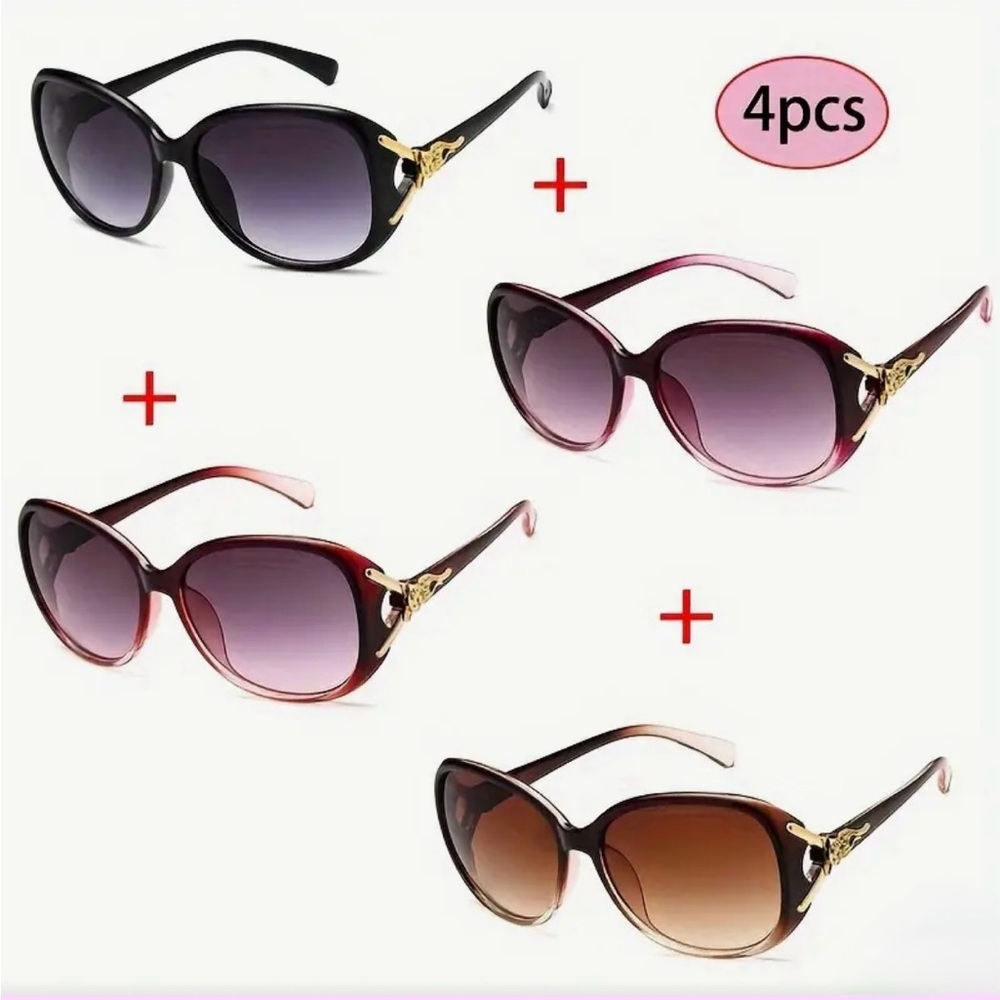 Elegant Women's Sunglasses Set - Black, Purple, Red, Brown